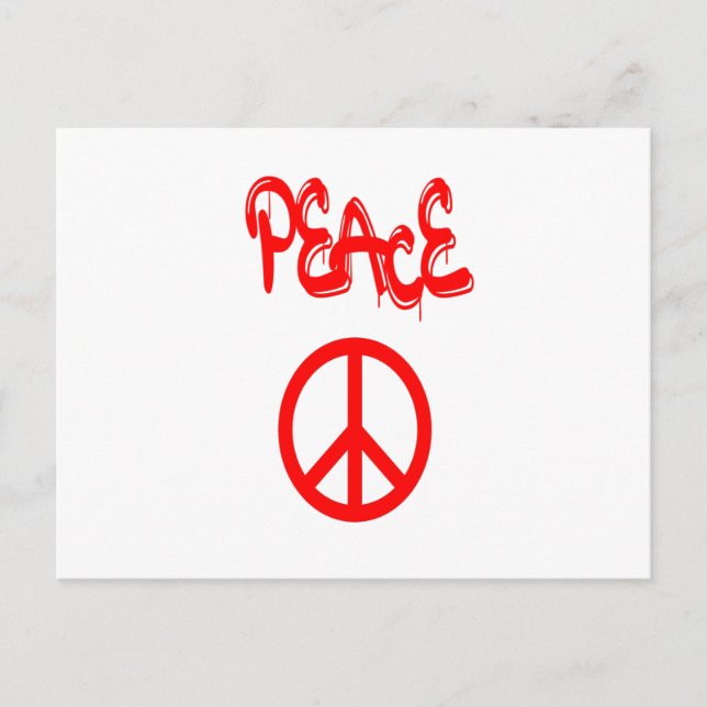 Red Peace Sign with Peace Spelled Out in Graffiti Postcard (Front)