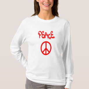 Red Peace Sign with Peace Spelled Out in Graffiti T-Shirt
