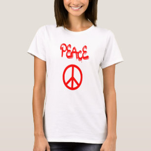 Red Peace Sign with Peace Spelled Out in Graffiti T-Shirt