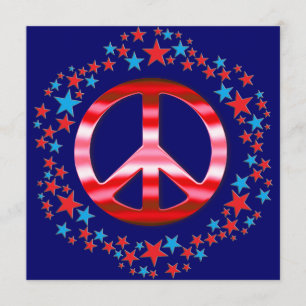 Red Peace Sign with Stars Invitations