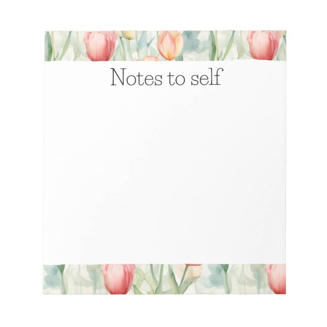 Red Peach Tulip Flowers Notepad (Front)