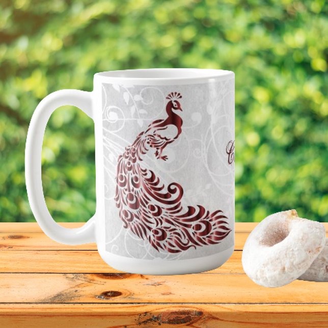 Red Peacock Personalised Coffee Mug (Red Peacock Personalized Coffee Mug)