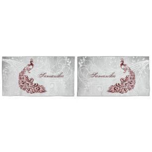 Red Peacock Personalised Pillowcases