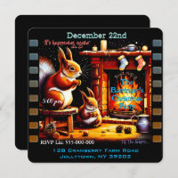 Red  Peanut Squirrel Family Christmas Party