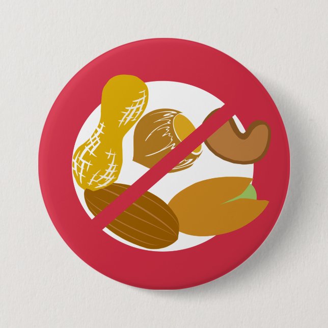 Red Peanut Tree Nut Free Nut Allergy Kids 7.5 Cm Round Badge (Front)