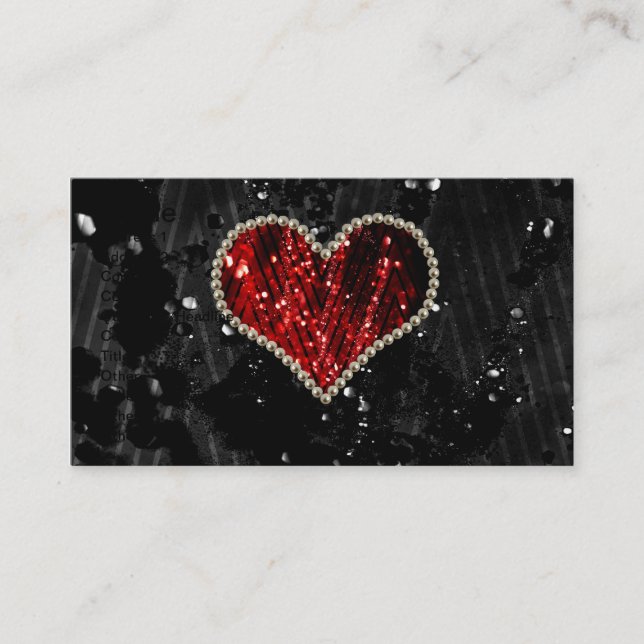 Red Pearl Heart Business Card (Front)