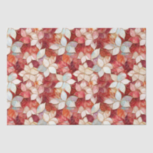 Red Pearl Peach Floral Tissue Paper