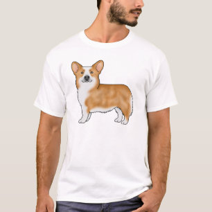 Red Pembroke Welsh Corgi Cartoon Dog Art Portrait T-Shirt