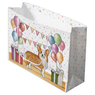 Red Pembroke Welsh Corgi Colourful Pastel Birthday Large Gift Bag
