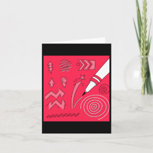 Red Pencil Colourful Expressive Digital Art Illust Card