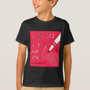 Red Pencil Colourful Expressive Digital Art Illust T-Shirt