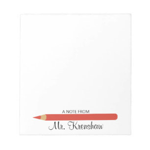 Red Pencil Marker Personalised Teacher Notepad