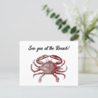 Red Pencil Sketch Playful Beach Crab Cartoon