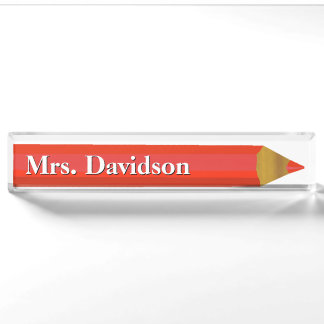 Red Pencil Teacher's Custom Desk Nameplate