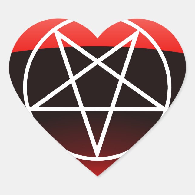 Red Pentacle Heart Sticker (Front)