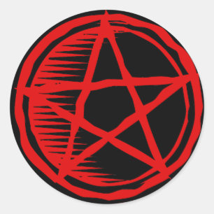 Red Pentagram Classic Round Sticker