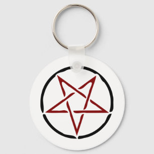 Red Pentagram Key Ring