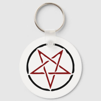 Red Pentagram Key Ring