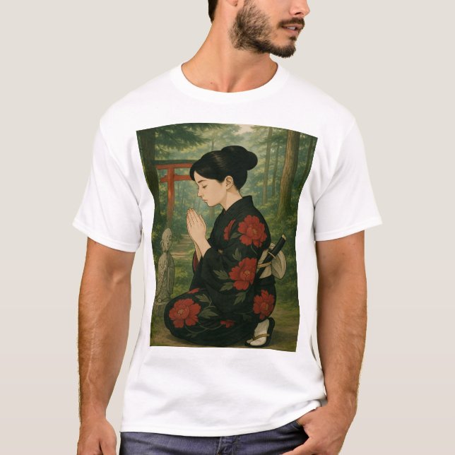 Red Peonies and Reverence T-Shirt (Front)