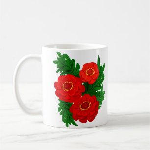 Red Peonies Coffee Mug