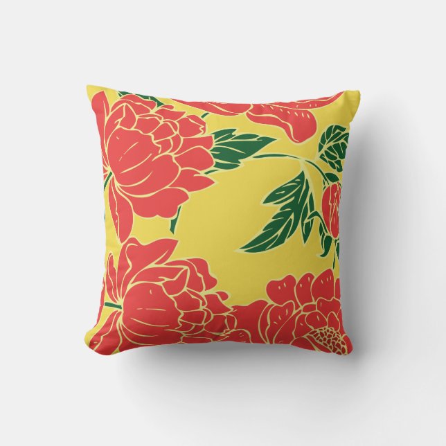 Red Peonies Cushion (Front)