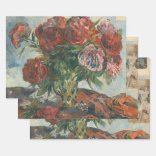 Red Peonies Flowers Paul Gaugin Art Wrapping Paper Sheet