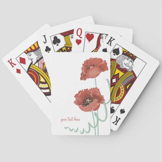 Red Peonies Playing Cards (Back)