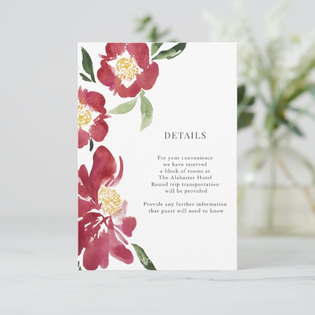 Red Peonies Watercolor Flowers Details Enclosure (Standing Front)