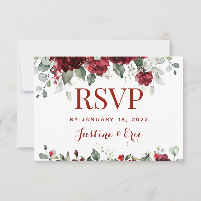 Red Peony Epiphany Meal Choice RSVP Mail Back Card (Front)