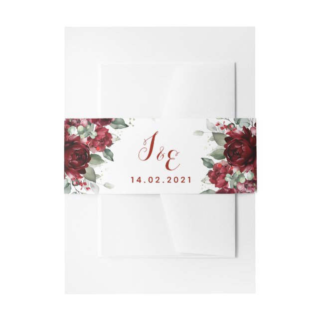 Red Peony Epiphany Wedding Invitation Suite Belly Band (Front Example)