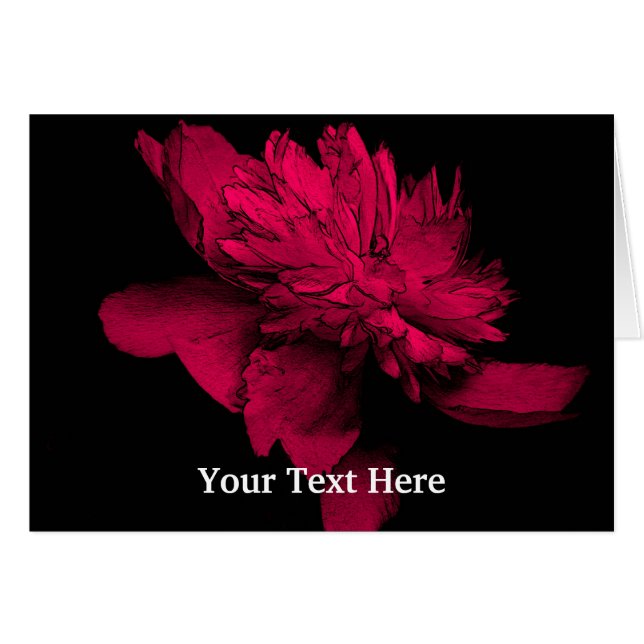 Red Peony Flower Art Photo Card (Front Horizontal)