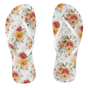 Red Peony Flower Bouquet Pattern Jandals
