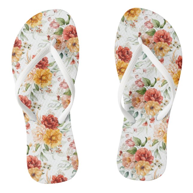 Red Peony Flower Bouquet Pattern Jandals (Footbed)