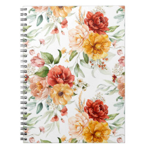 Red Peony Flower Bouquet Pattern Notebook