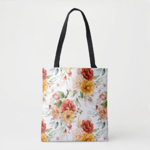 Red Peony Flower Bouquet Pattern Tote Bag