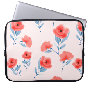 Red peony flowers seamless pattern laptop sleeve