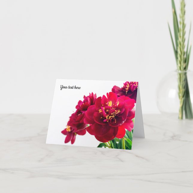 Red Peony Folded Greeting Card (Front)