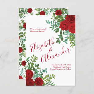 Red Peony & Rose Floral Wedding Invitation