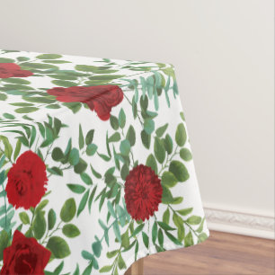 Red Peony Rose Floral Wedding Tablecloth