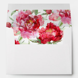 Red Peony Watercolor Flowers Interior Envelope