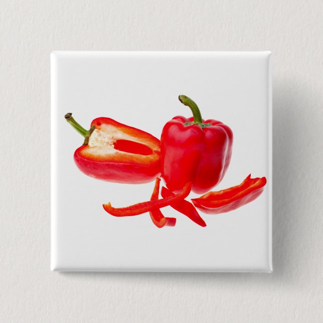Red pepper 15 cm square badge (Front)