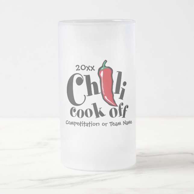 Red Pepper Chilli Cook Off Contest Frosted Glass Beer Mug (Center)