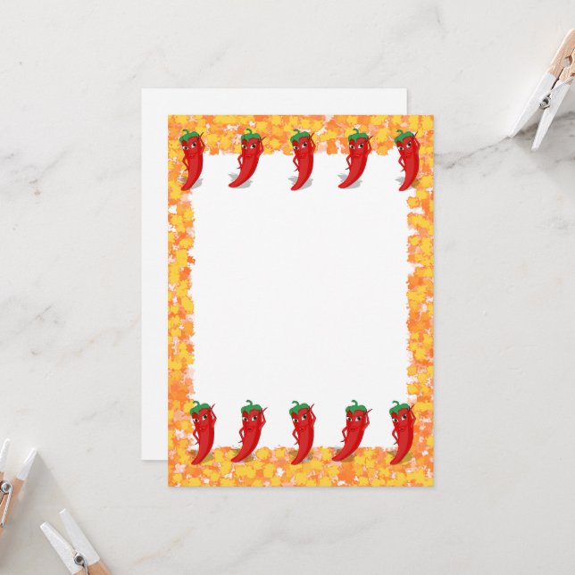 Red Pepper Diva Cartoon Invitation (Front/Back In Situ)