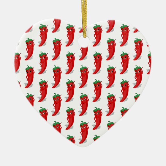 Red Pepper Diva Cartoon Pattern Ceramic Tree Decoration (Front)