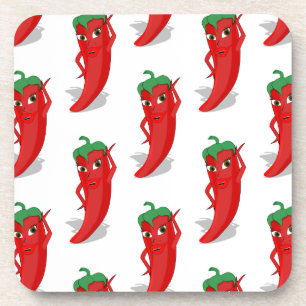 Red Pepper Diva Cartoon Pattern Coaster