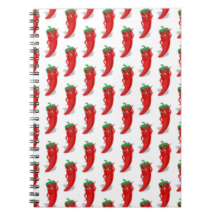 Red Pepper Diva Cartoon Pattern Spiral Notebook
