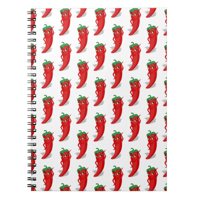 Red Pepper Diva Cartoon Pattern Spiral Notebook (Front)