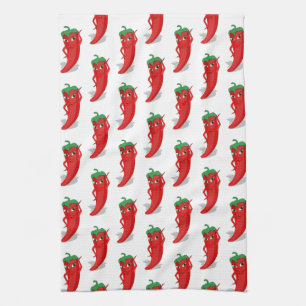 Red Pepper Diva Cartoon Vertical Pattern Tea Towel
