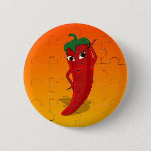 Red Pepper Diva Jigsaw Puzzle 6 Cm Round Badge