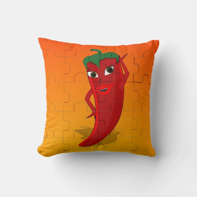 Red Pepper Diva Jigsaw Puzzle Cushion (Front)